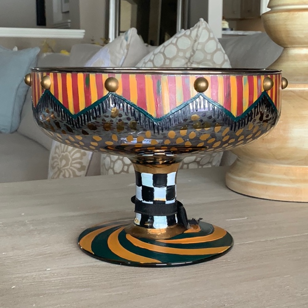 MacKenzie Childs Vintage Glass Compote